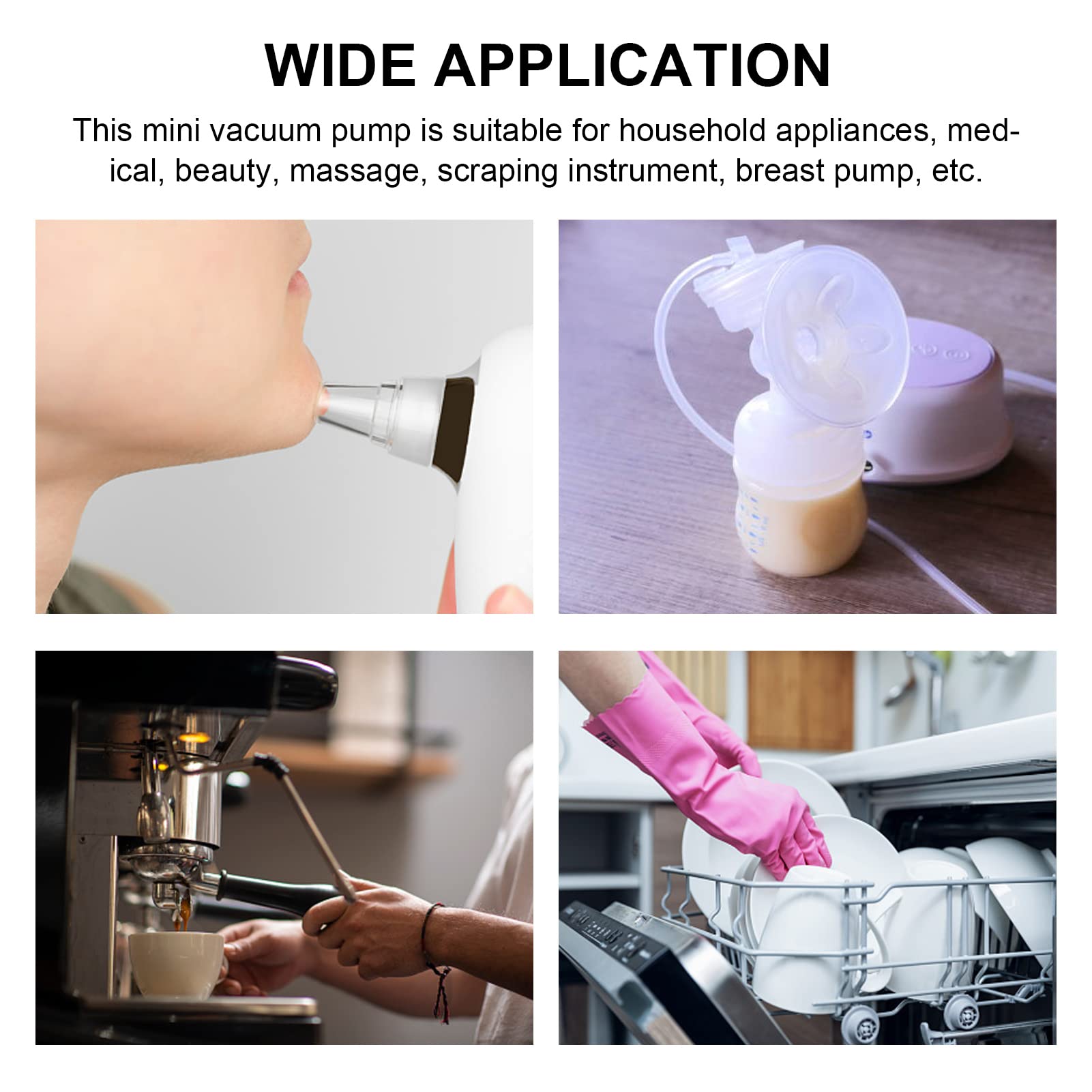 Miniature Vacuum Pump, 1.5-3.2 Lmin Micro Air Pump Technical Plastic Housing 12V for Pump