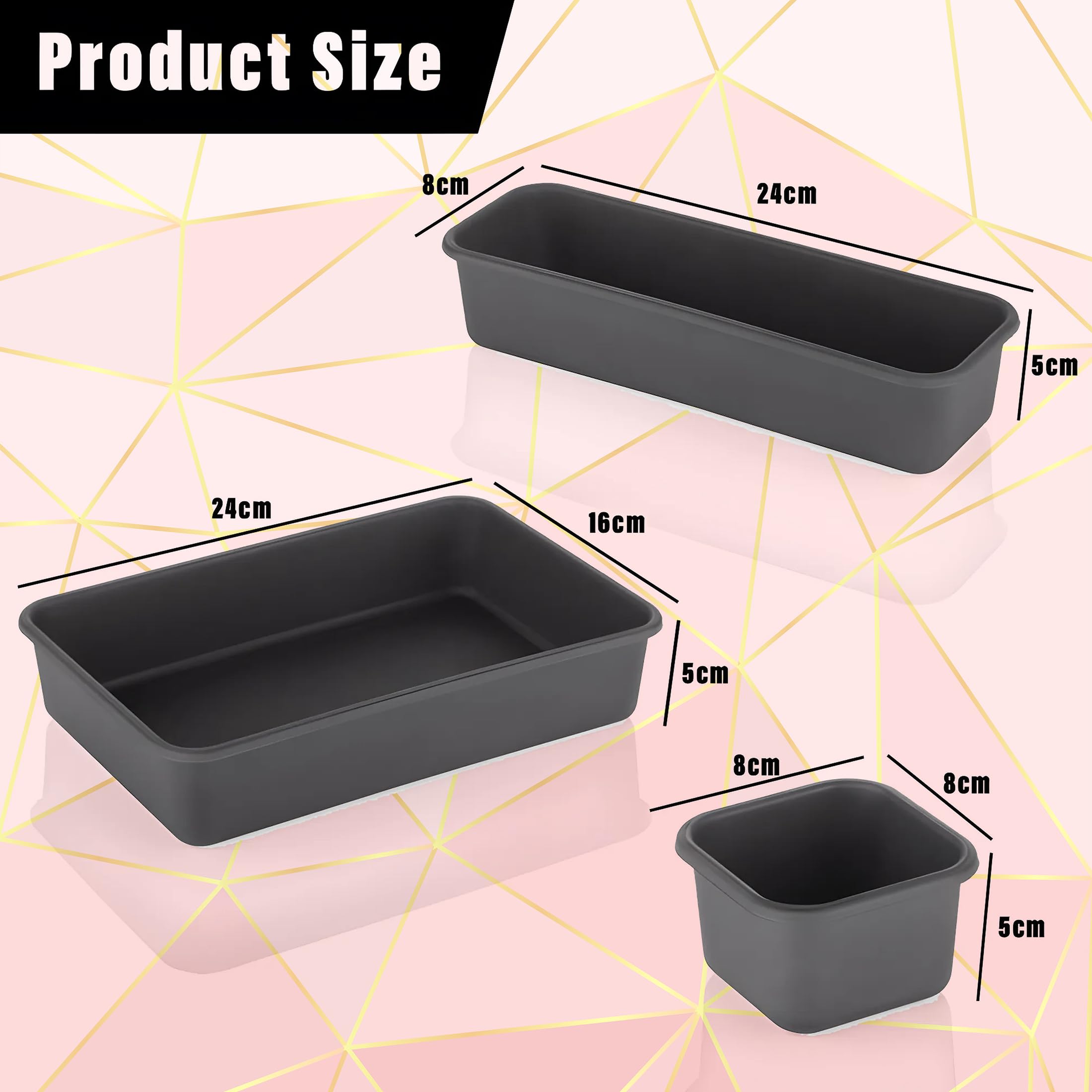 Kuber Industries Acrylic Storage Organizer Set | Kitchen Organizer | Makeup Organizer Tray Set | Desk Drawer Divider Tray | Multi-Purpose Stationery Organizer with Interlock | 16 Piece Set | Black 1