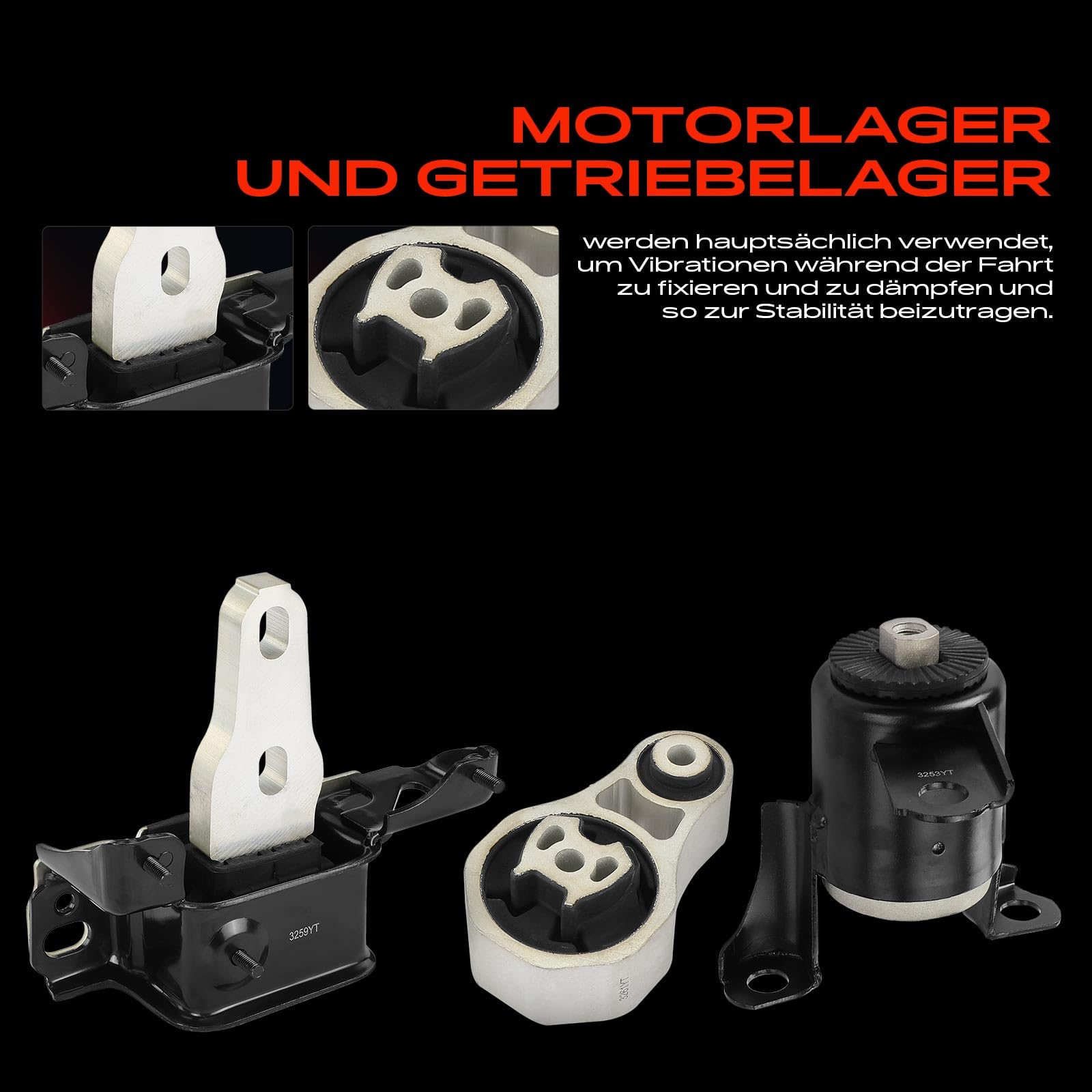 Frankberg 1x Supporto Motore + 1x Supporto del cambio + 1x Supporto di spinta Compatibile con Fiesta VI CB1 CCN 1.2L Fiesta VI CB1 CCN 1.0L B-Max JK 1.0L Fiesta VI CB1 CCN 1.4L EM-4154