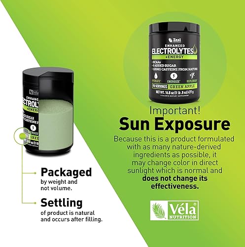 Miniatura 6 de Bebida de recuperación de electrolitos en polvo + energía (90 porciones  manzana verde) con sal real + BCAA suplemento de electrolitos sin azúcar