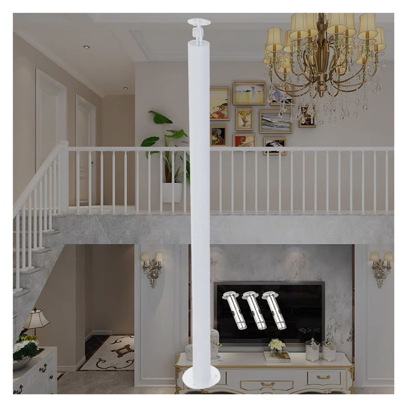 Poteaux de rampe d'escalier blancs en lot de 1 à 25 pièces pour marches en bois