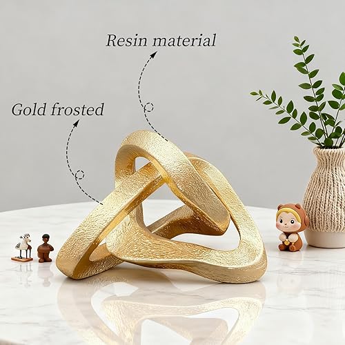 Miniatura 3 de MOYI Estatua de nudo dorado para decoración del hogar, escultura geométrica multiángulo, decoración moderna de acento dorado para sala de estar,