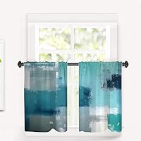 Vista 809 de Cenefas de cocina modernas con patrón de cobre marrón dorado para ventanas, cenefas opacas abstractas de marcas de arañazos y cortinas opacas