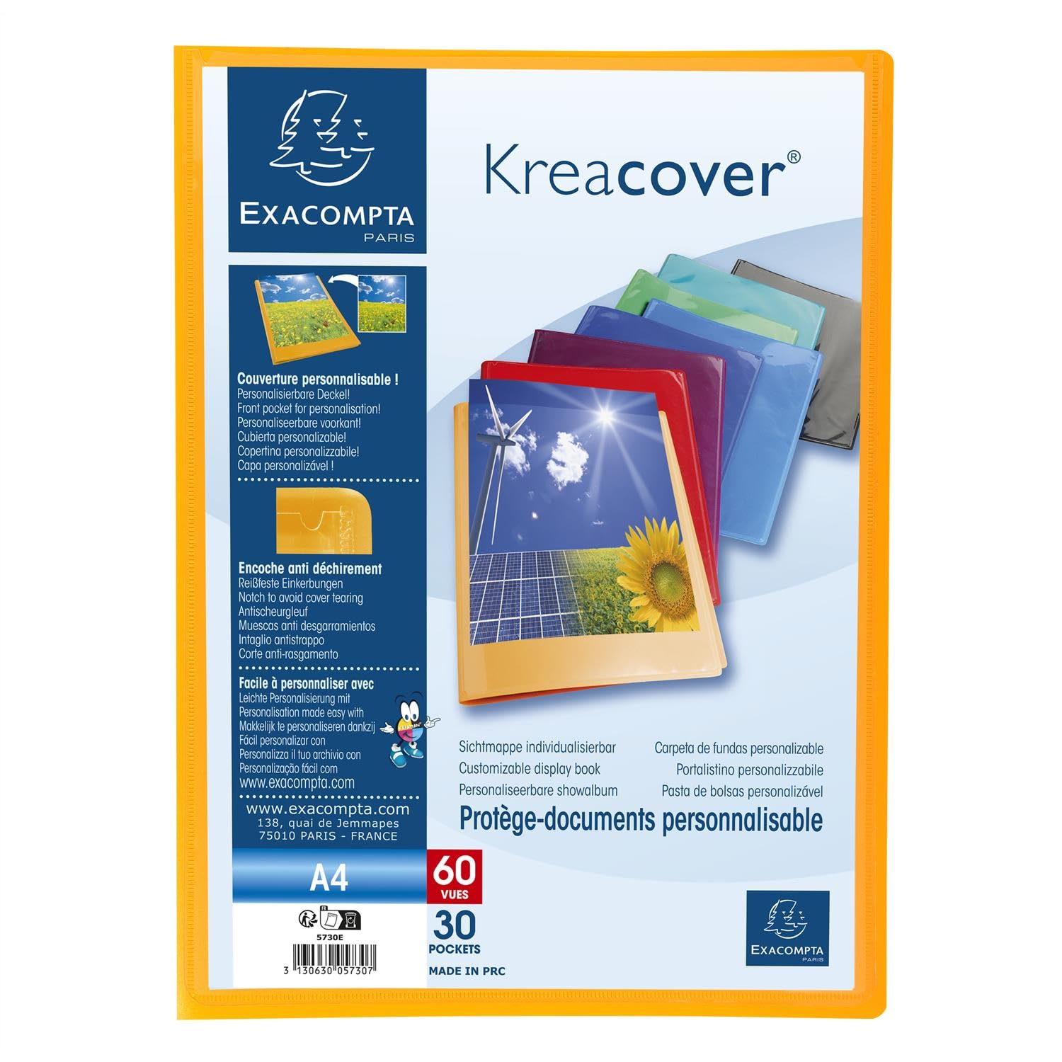 Kreacover Sichtmappe, personalisierbar, blickdicht, 60 Seiten, Polypropylen, verschiedene Farben, 12 Stück (8)