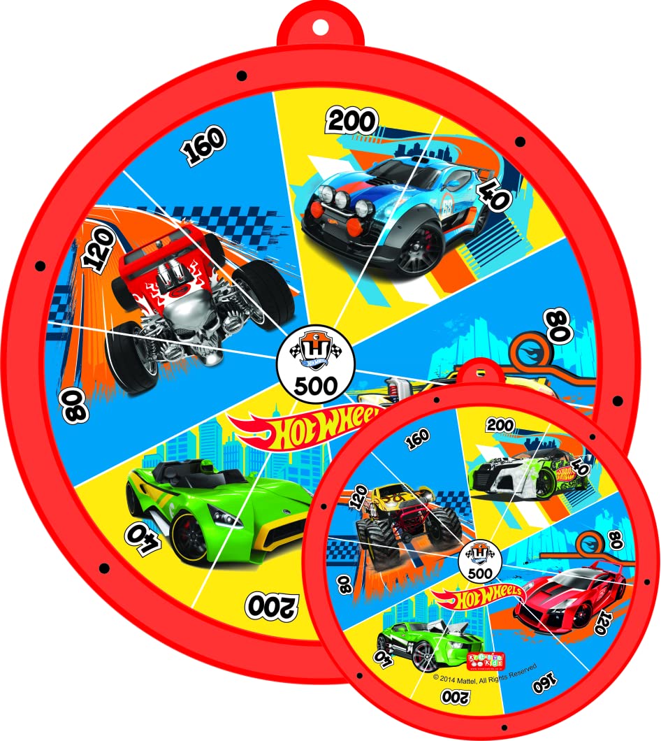 Zitto Hotwheels 2 in 1 Round Dart Board & Game Board for Kids (Small)