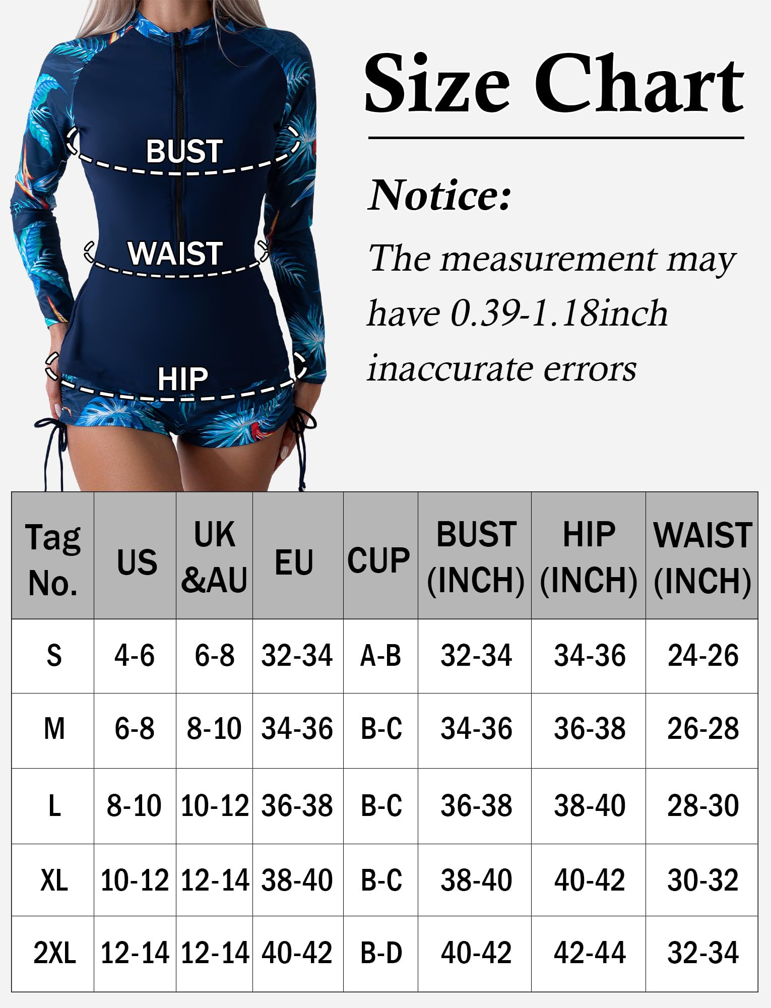 Maillot de Bain Rashguard Femme Deux pièces, Manches Longues, Protection UV, Surf, Bikini Tropical avec Haut et Short