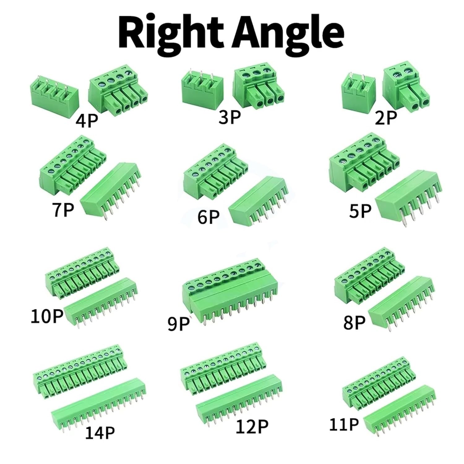 5PCS 15EDG KF2EDG 3.5mm 3.81mm 5.08mm PCB Screw Terminal Block 2-14Pin Male Plug Female Socket Pin Header Wire Connector(Right Angle,5.08mm,8P)