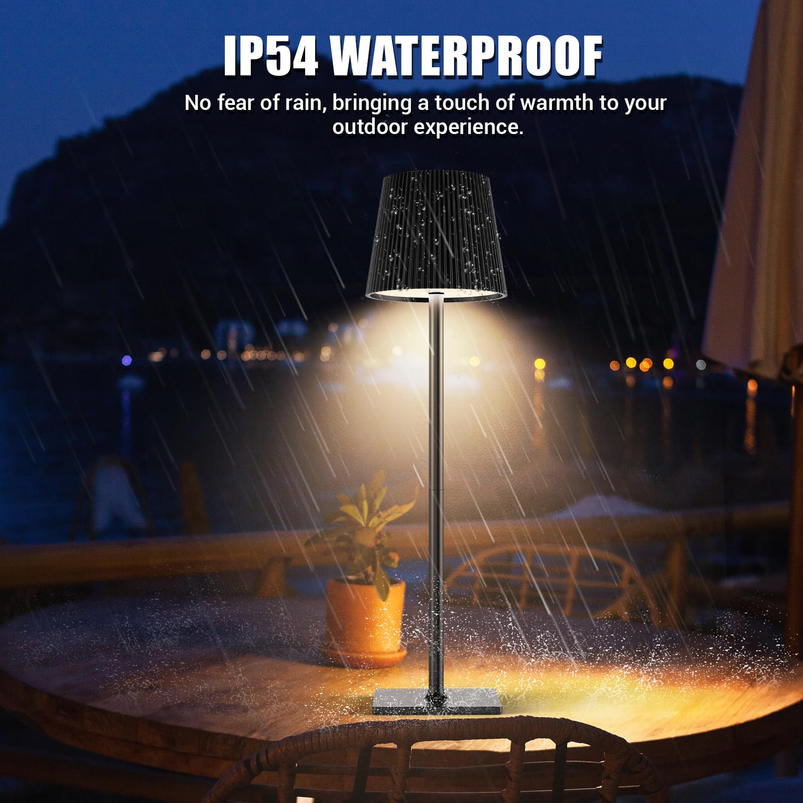 Lampara de Mesa LED Inalámbrica Lámpara de Mesa bateria Recargable con Tapón de Vino y USB-C, Lamparas Mesita Regulable para Restaurante, Dormitorio, Camping, Salon, Negro
