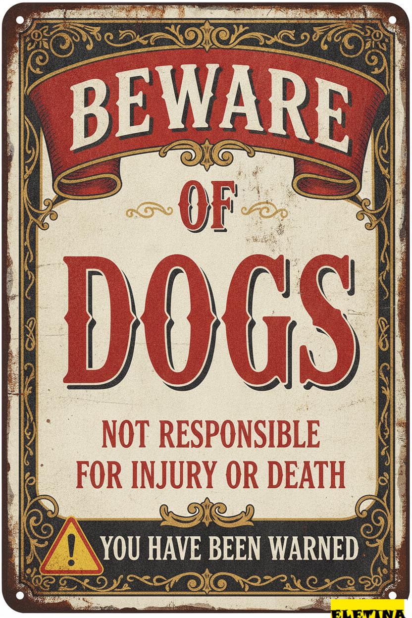 Beware Of Dogs Heavy Duty Tin Sign, 8x12 Inch Yard