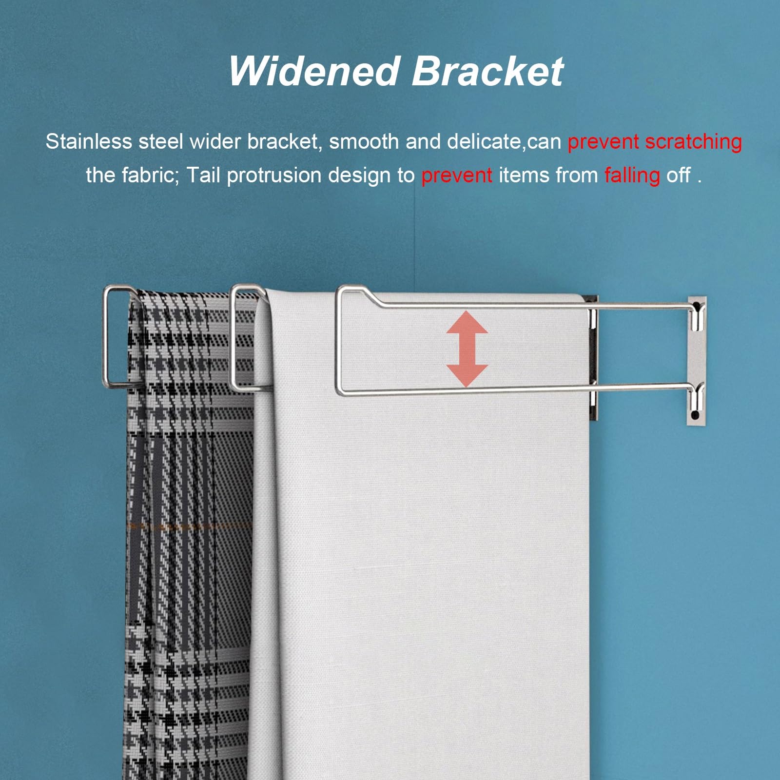 Estante para Colgar Textiles para el Hogar Montado en Pared, Estante Ajustable para Exhibición de Colchas con Ganchos Oscilantes, Soporte Organizador de Armario de Metal para Manta/Bufanda/Toalla de B