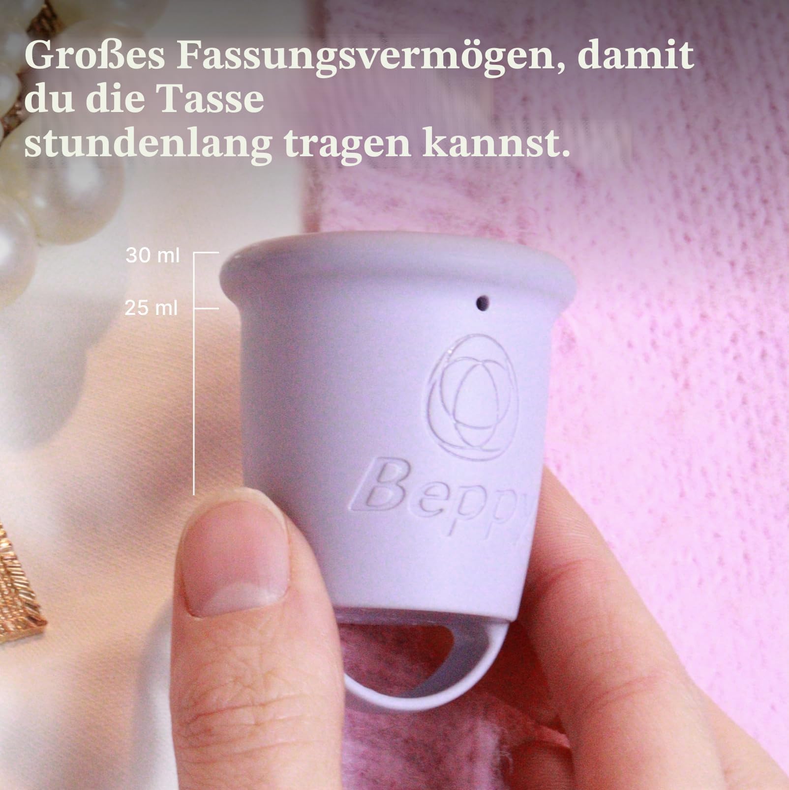 Beppy Cups COTTON CANDY (Rosa/Lila) 2 Menstruationstassen ohne Stiel, mit Auslaufschutz - hypoallergen & latexfrei - für mehr Freiheiten während der Periode (Liebe, Sauna, Sport, Schwimmen)