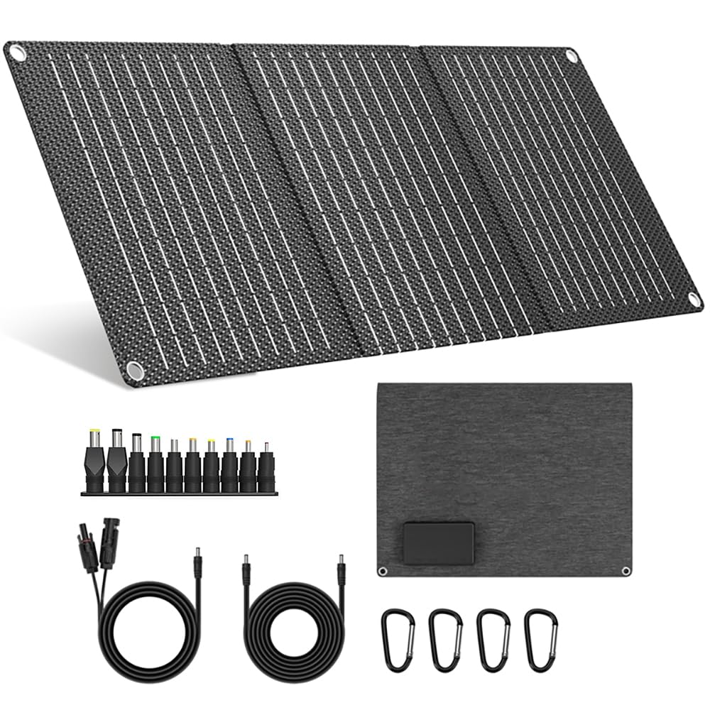 Pannello Solare Portatile 30W IP65 Impermeabile Pieghevole Caricatore Solare per Power Station con QC3.0 USB e Uscita DC 18V Efficienza 23% per Campeggio Outdoor Casa Camper Blackout Giornate Nuvolose