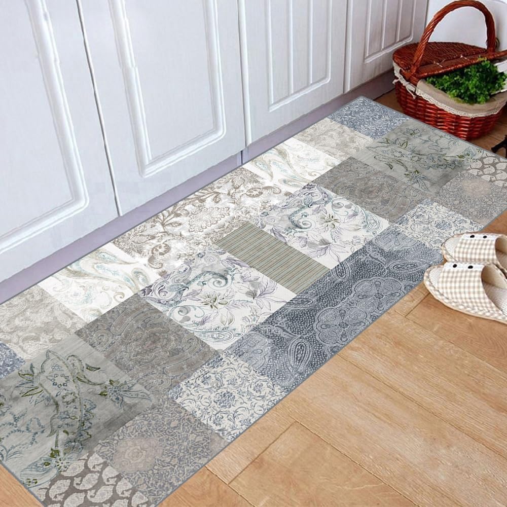 Runner Rug for Hallway 1'8"x2'7" Non Slip Machine Area Rug Runner for Living Room Washable Vintage Doormat Runner Rugs Floor Carpet for Entryway Bedroom Doorway Indoor