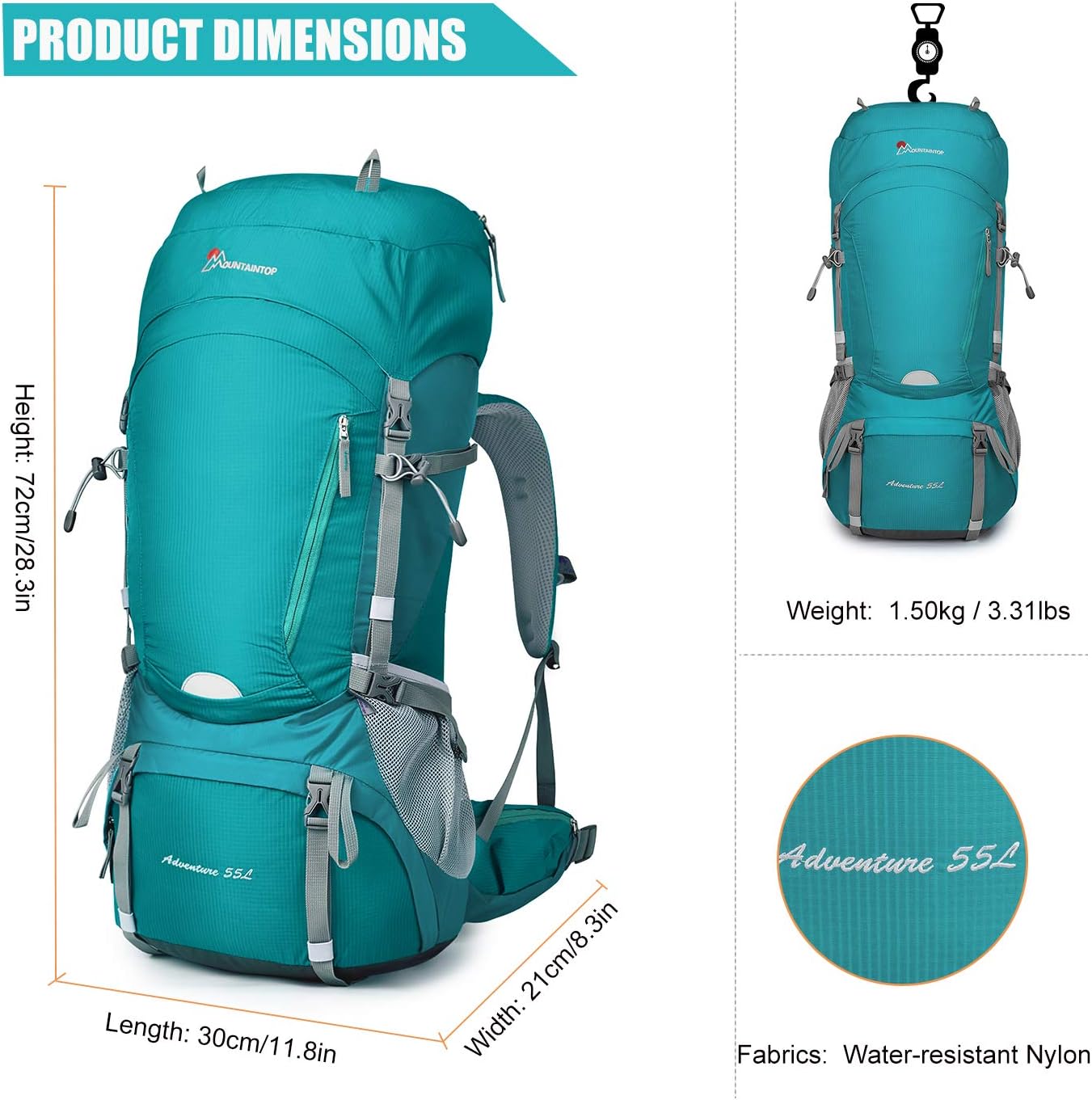 MOUNTAINTOP 55L Internal Frame Backpack