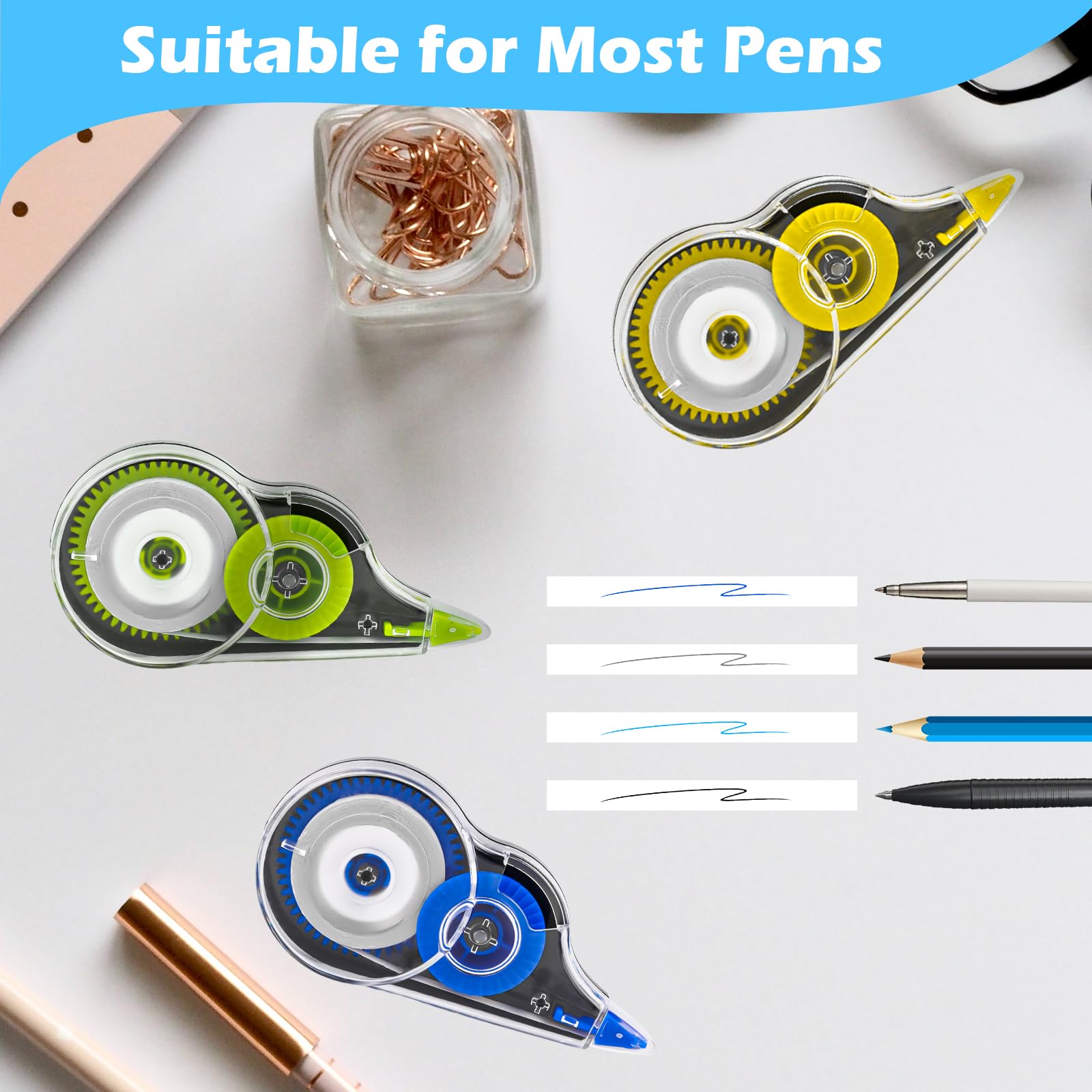 12 Bianchetti A Nastro Corrector Tape - 12m X 5mm, Con Cappuccio, Per Scuola E Ufficio, Design Colorato - Foto 10