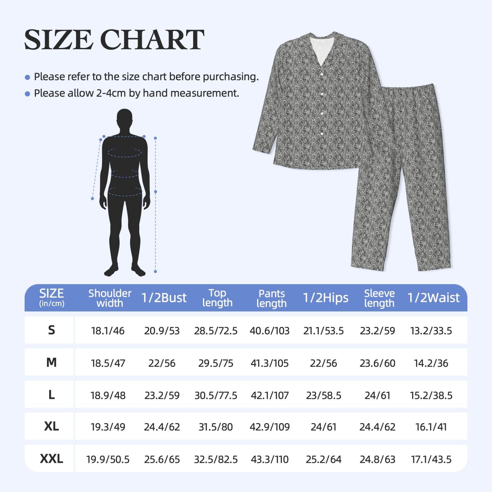 Herren-Pyjama-Set, langärmelig, Zebramuster, zweiteilig, bequem, Nachtwäsche