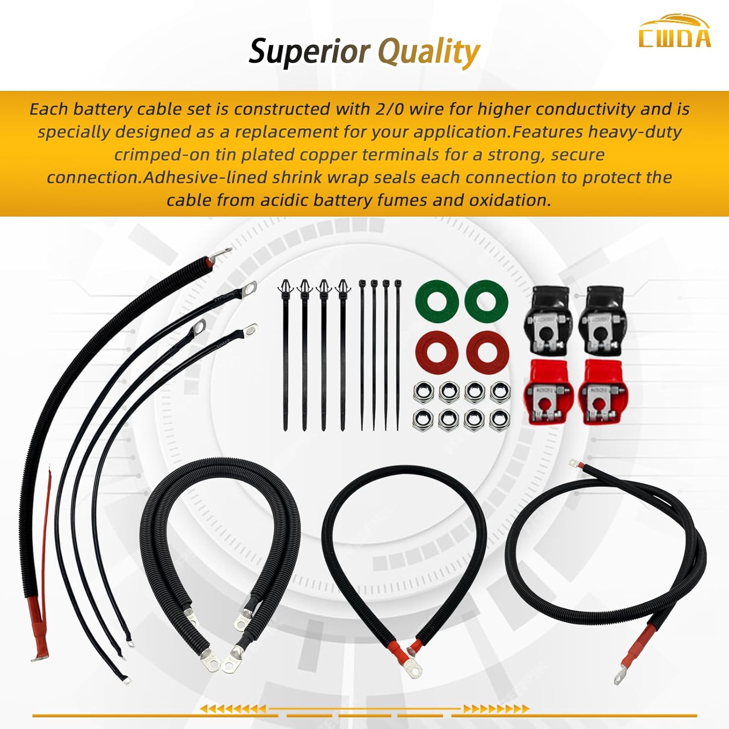 790 Battery Cable Wire Kit Compatible with 2003-2007 Dodge RAM Truck Gen 3 2500 and 3500 Models with 5.9L 24 Valve Cummins Diesel I6 Engines 2/0 Wire with 90 Degree Bend Atstarter