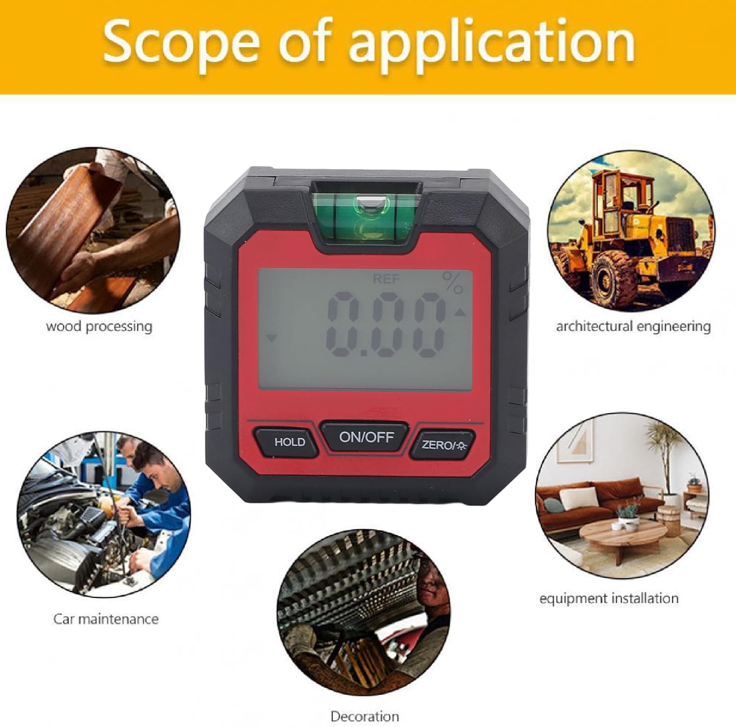Digital Electronic Level and Angle Gauge, Digital Angle Finder with Backlight Accurate Measurement for Engineering Decoration