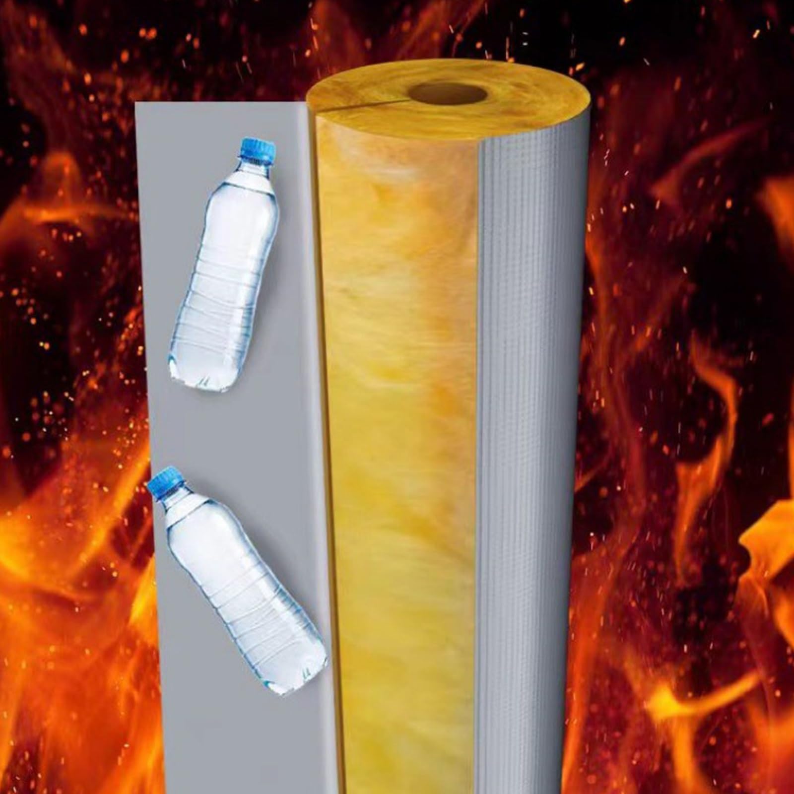 Aislamiento De Tuberías para Exteriores, Papel De Aluminio Coquilla Aislante, Tubo De Lana De Fibra De Vidrio, para Riego Exterior En Invierno Tuberías De Fábrica Al Aire(L 1M-219MM/8.6IN-50MM)