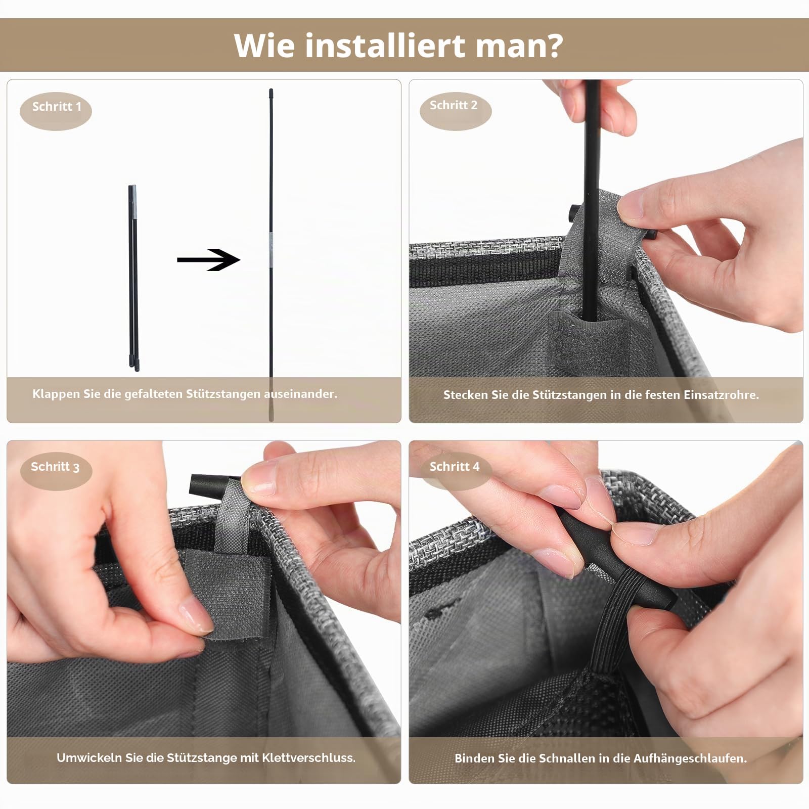 DOKEHOM 150L Faltbarer Doppel-Wäschekorb mit Deckel & 2 Netzsäcken, Grau