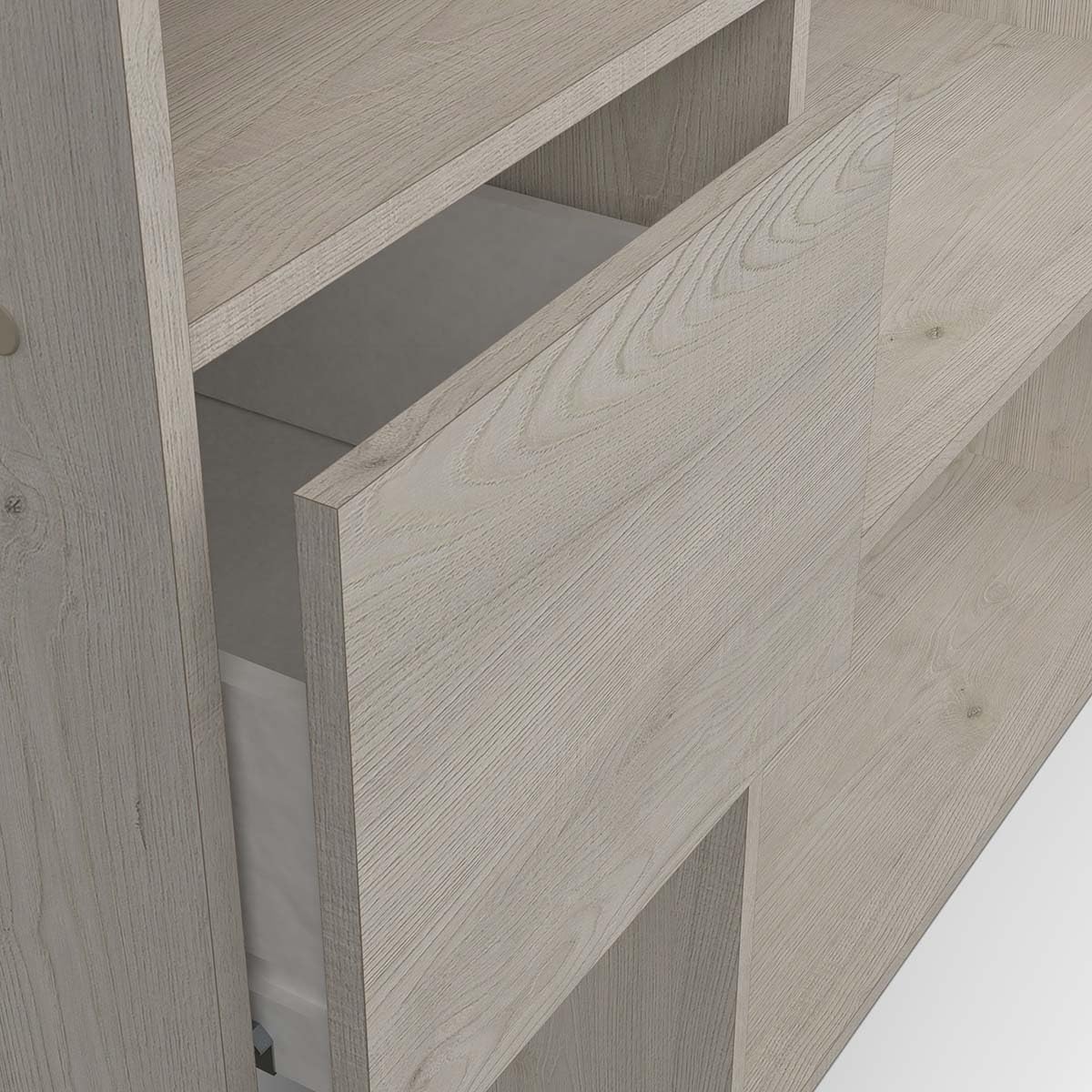 Demeyere Set guardaroba aperto, estensibile, con appendiabiti, 4 vani e 1 cassetto in legno, colore: rovere Topanga, 120 x 183 x 40 cm