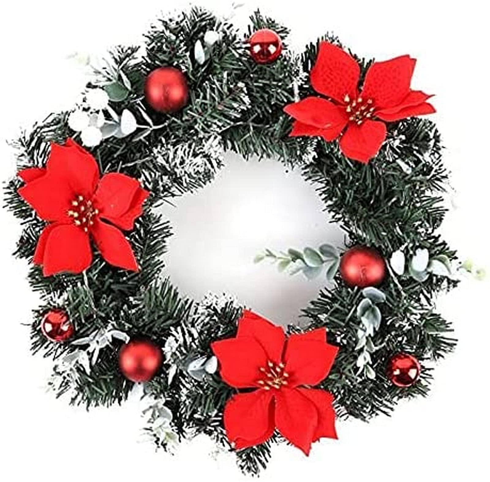 Couronne de Noël avec guirlande LED à piles pour décoration de porte