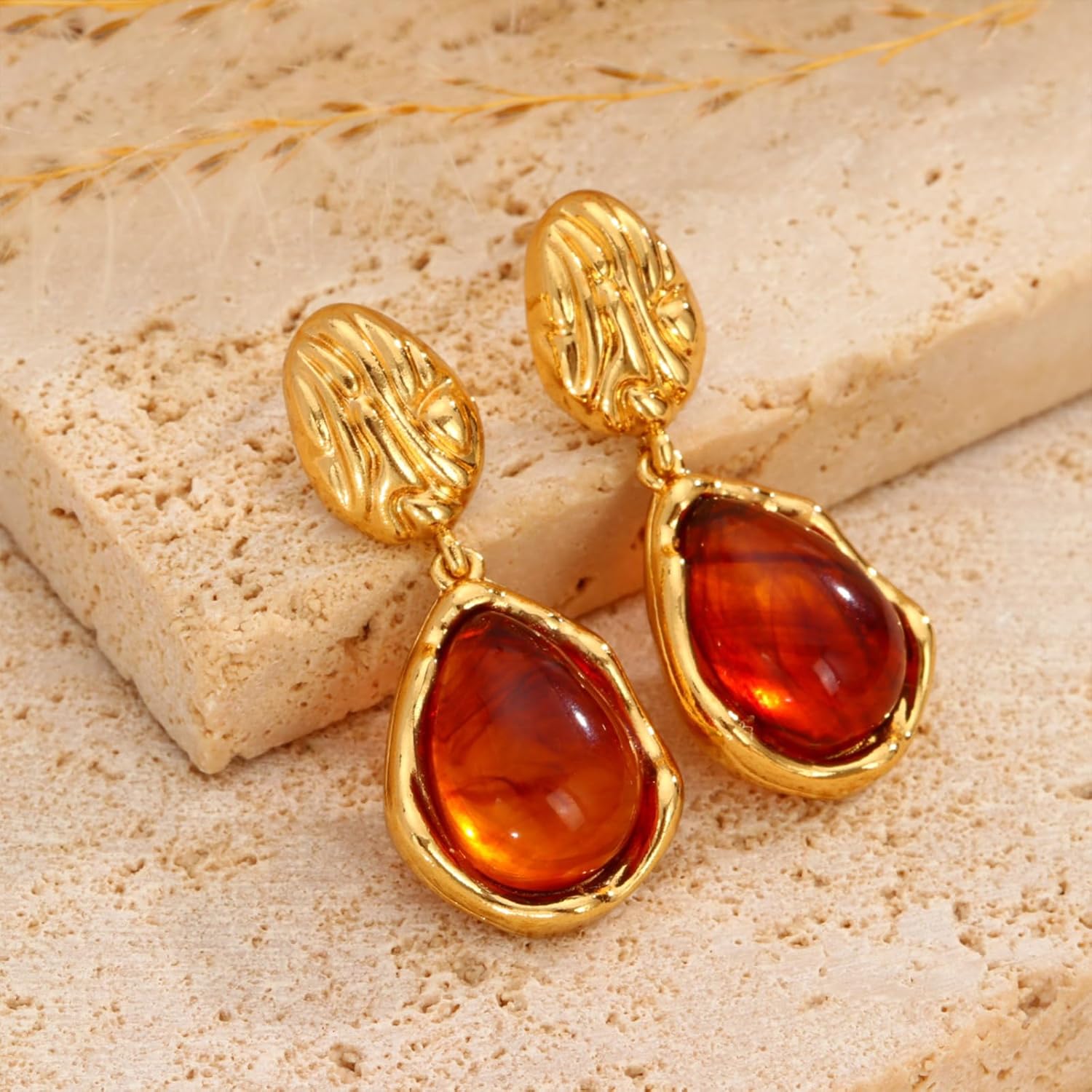 Gold Statement Earrings for Women Dangle Irregular Brown Earrings for Women Dangling Vintage Crystal Earring for Women Vintage Jewelry - Image 6