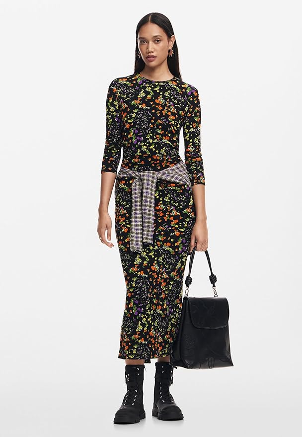 Abito Donna Desigual Maniche Lunghe - In Viscosa E Poliestere, Scollo Rotondo, Lavabile In Lavatrice - Foto 8