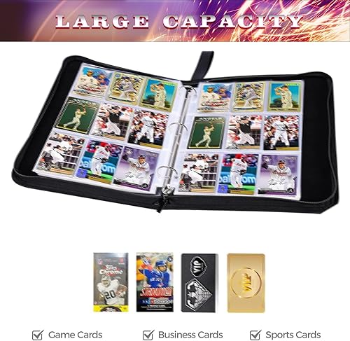 Miniatura 5 de Carpeta de tarjetas de baloncesto con mangas, 900 bolsillos, protectores de tarjetas intercambiables, funda organizadora de almacenamiento de