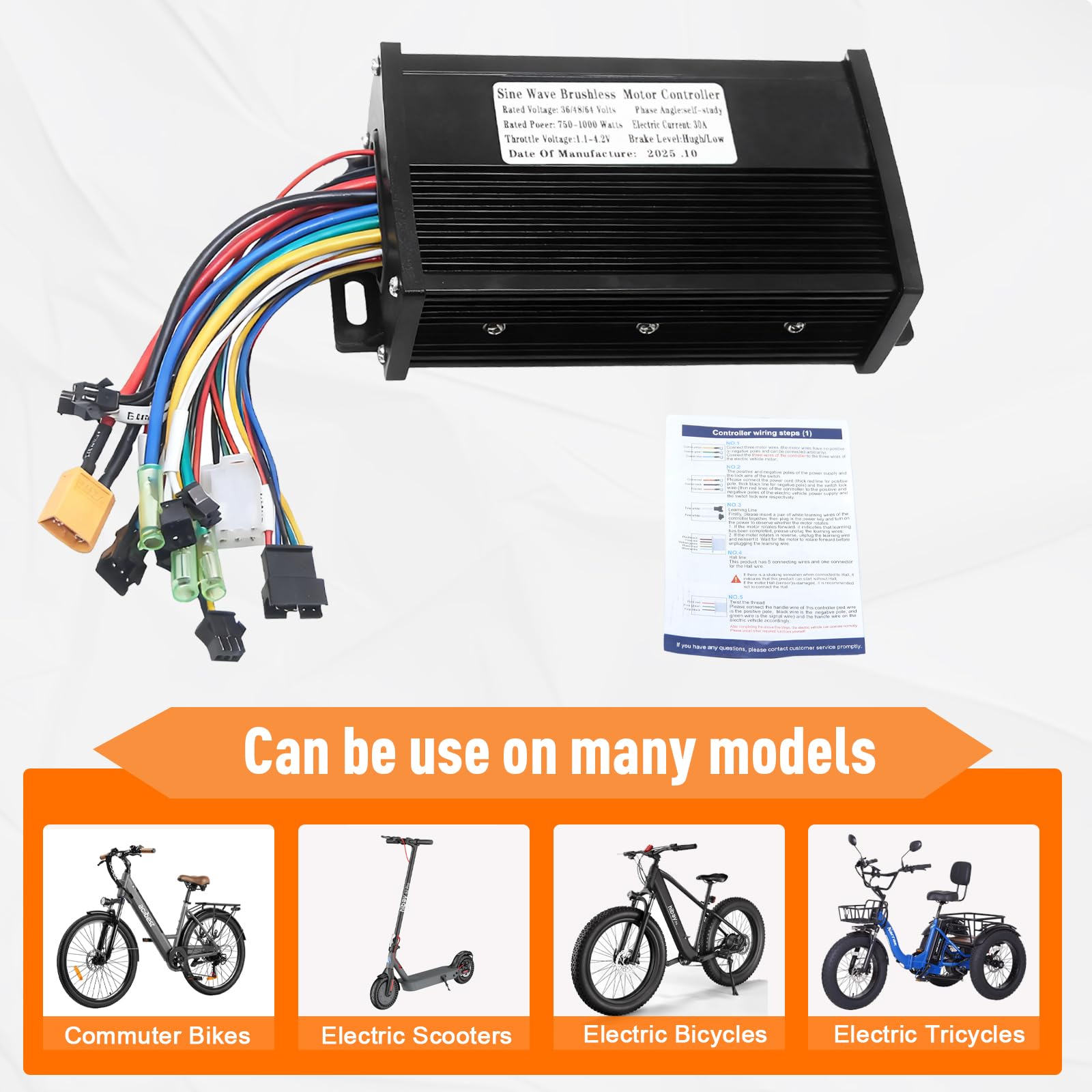 Amazon.com : CHENHO Electric Bike Controller 36V/48V/64V 30A 750W