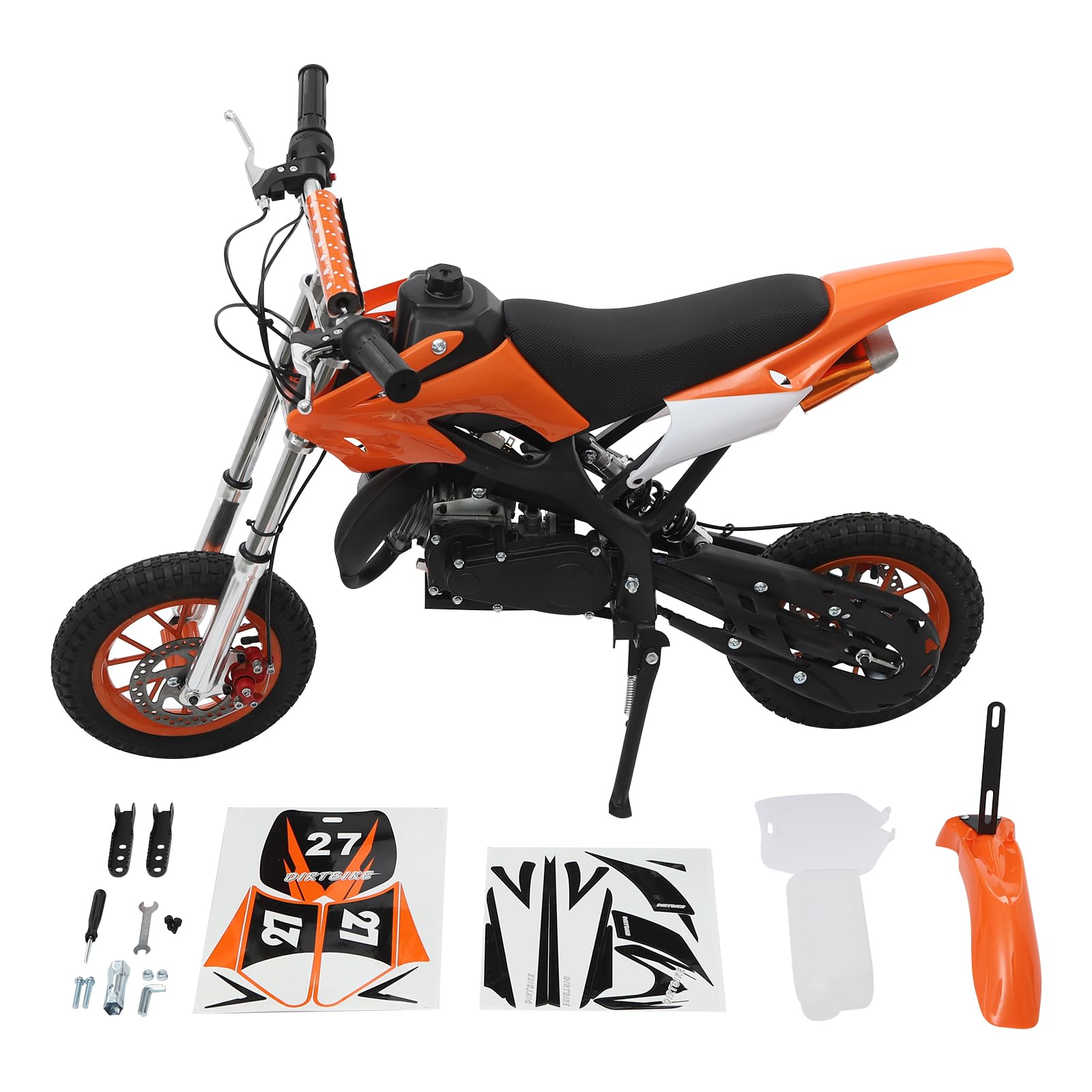 Dirt Bike de 49 cc, para niños y jóvenes, de 2 tiempos, 8 pulgadas, 2 tiempos, método de arranque manual, frenos de disco, hasta 50 km/h, máx. 80 kg, Motorsport Pocket Crossbike