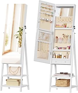 14 Walk-in Closet Ideas That Feel Clean and Boutique Style 23 HOOBRO Mirrored Jewelry Cabinet, Standing Jewelry Armoire with LED Light...