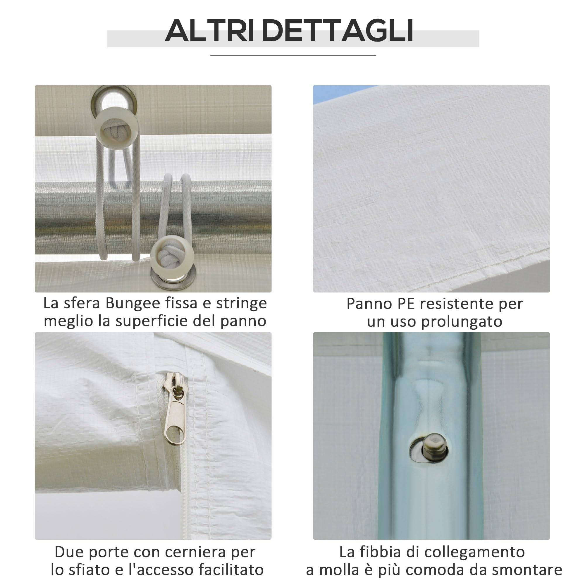 Outsunny Gazebo da Giardino 6x3 m con Finestre Laterali 3 Stanze Bianco