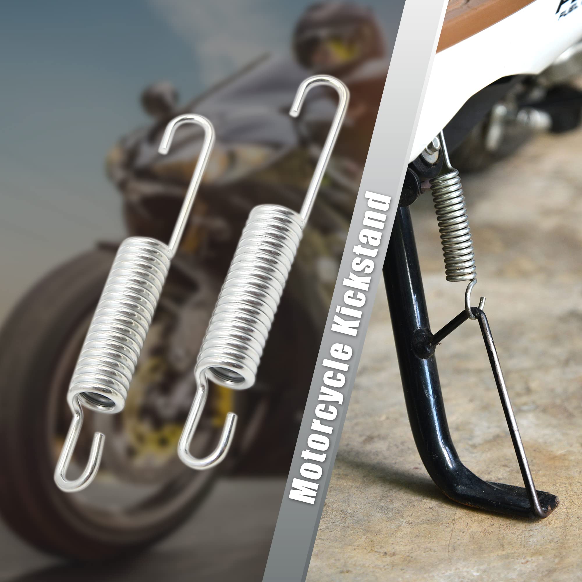 sourcing map 2Pcs Muelles para Caballete Lateral Plateado para Moto Gn125 | Color Plateado, Material Metal, Para Bicicletas Y Motos, Reemplazo Pie Apoyo Roto, Fácil Instalación