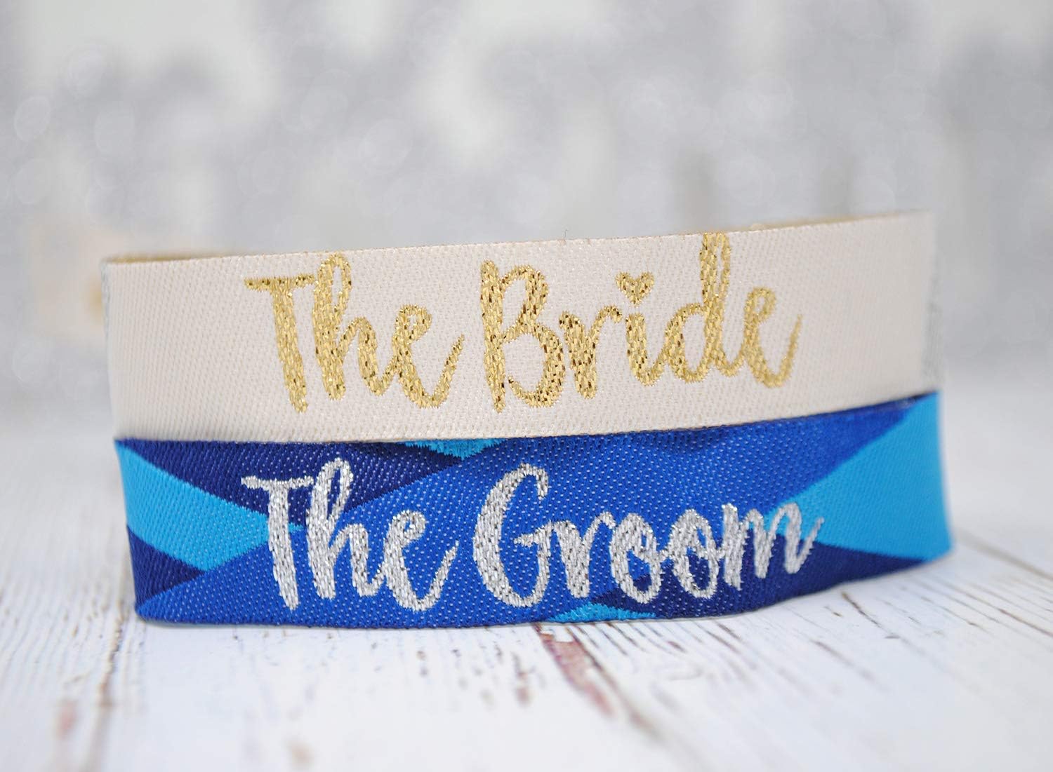 The Bride & The Groom Wedding Wristbands ~ hen party & stag party favours accessories