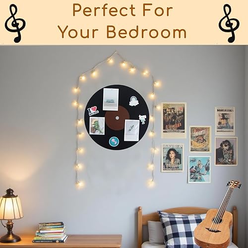 Miniatura 6 de Tablón de anuncios de música de 16 pulgadas, tablero de fieltro retro con pines, para colgar sin taladrar con cinta adhesiva, para decoración de