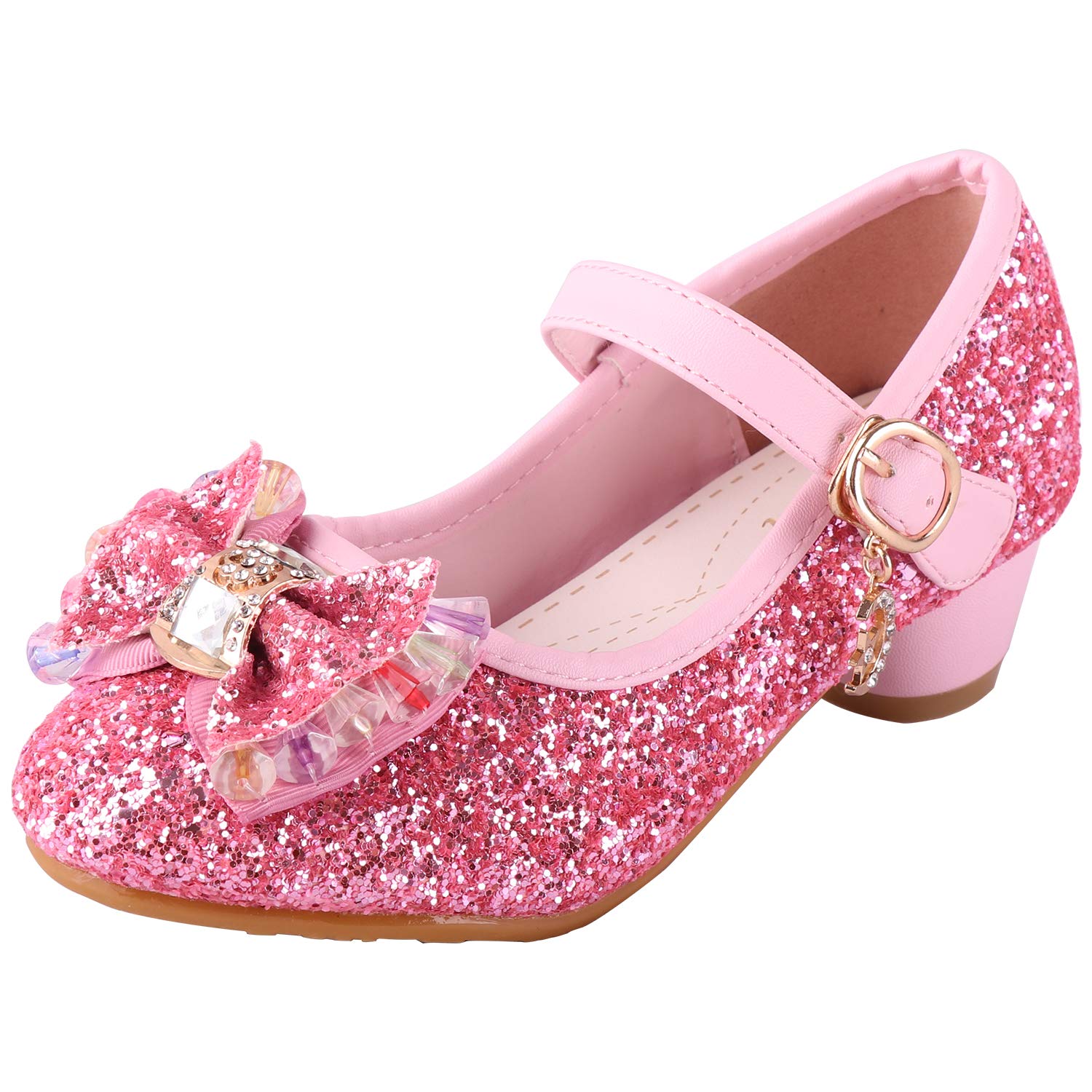 LiUiMiY Zapatos de Lentejuelas de Niña Disfraz Princesa Zapatos Niñas Vestir Fiesta Cumpleaños Zapatos de Tacón