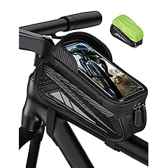 Bike Phone Holder Bag, EVA Waterproof Bicycle Front Frame Bag, Bike Accessories Cycling Pouch with Sensitive TPU Touch-Screen, Bicycle Phone Mount with Rain Cover for Phone under 7" (Black, 7 inch)