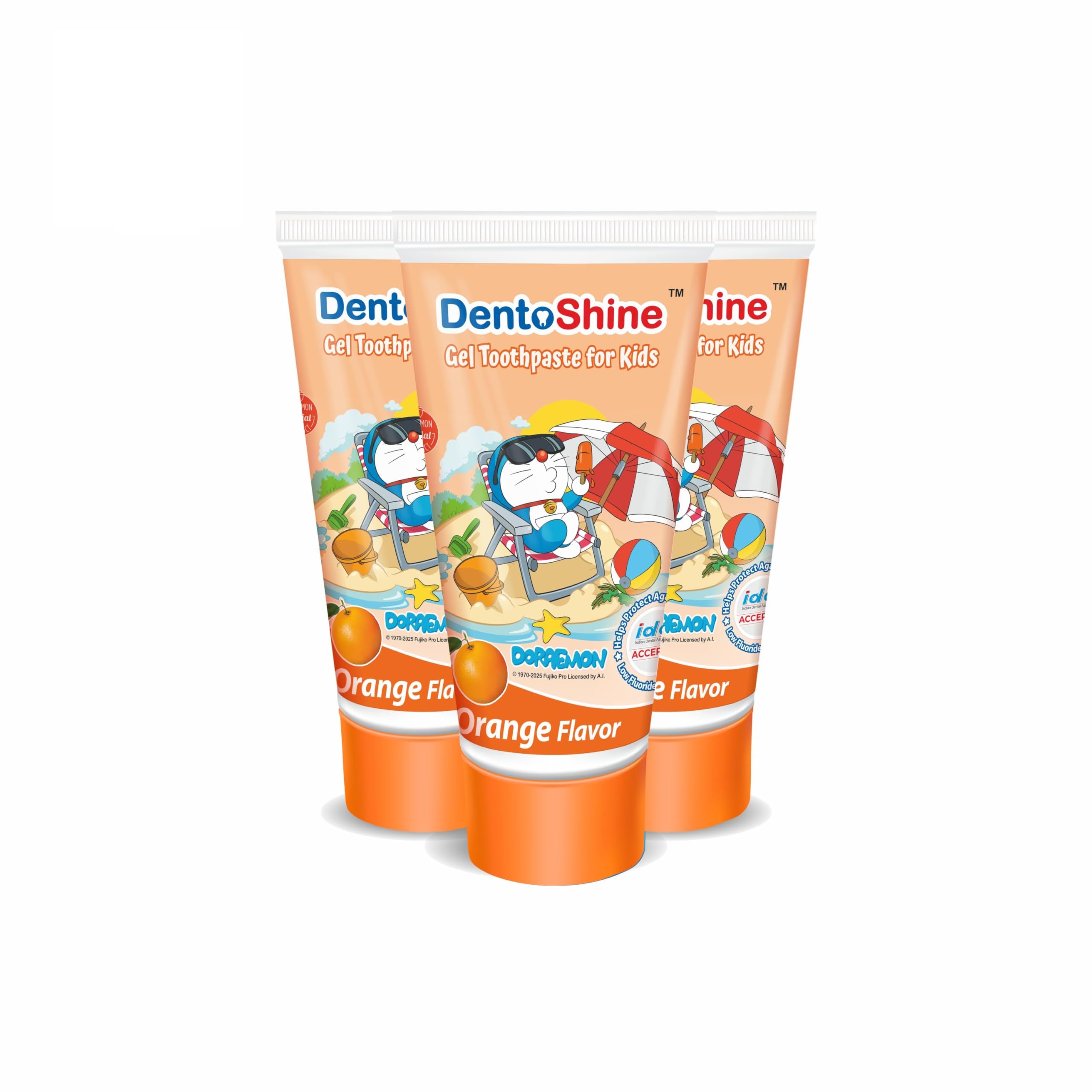 DentoShine Gel Toothpaste for Kids | Pack of 3 (3, Orange (Doraemon))-image-39