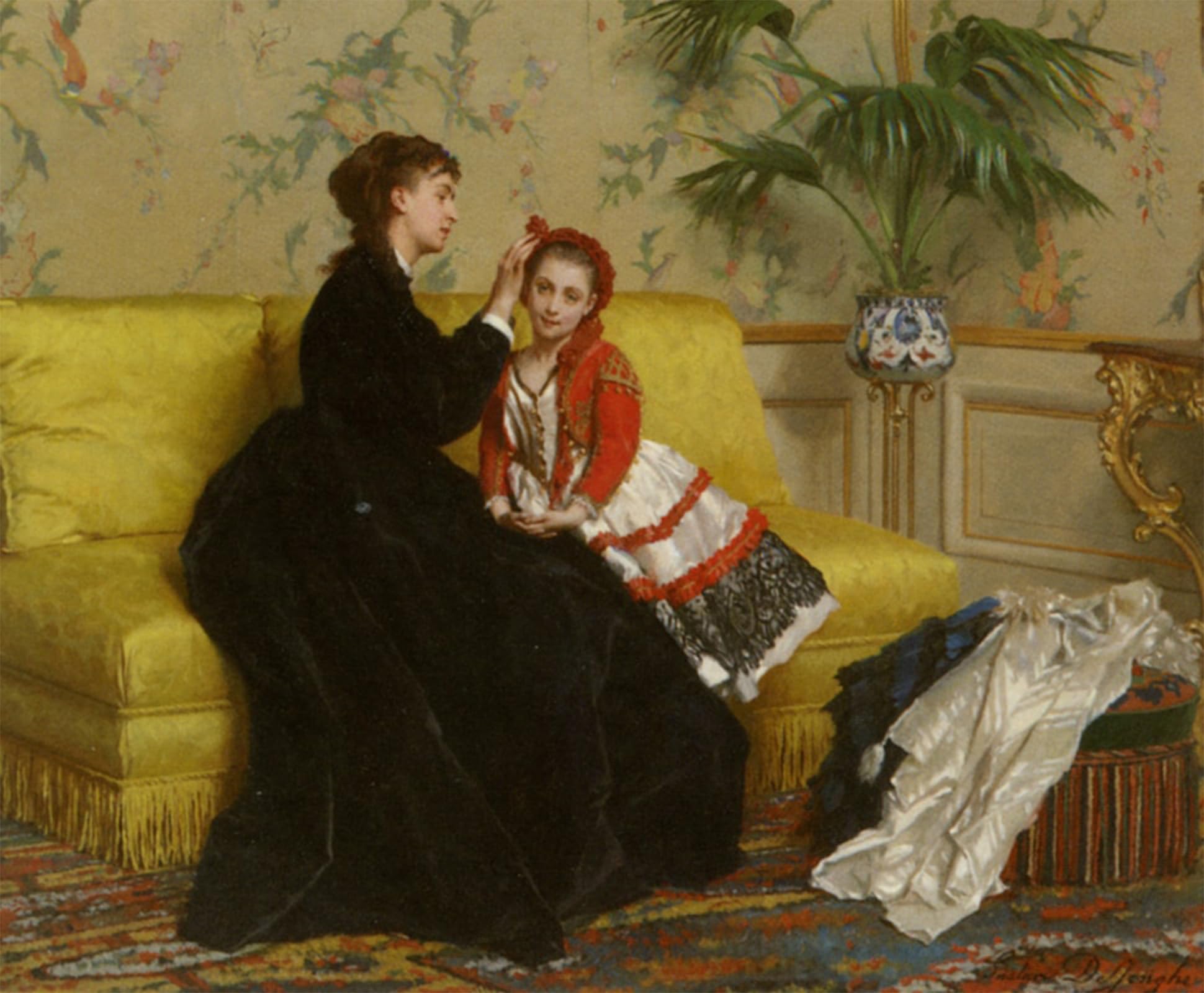 POSTERIIk Vintage Art Print Images Pictures Print Preparing for the Ball by Gustave Leonhard De Jonghe Modern Colour Posters for Office Home Decor 60x90cm