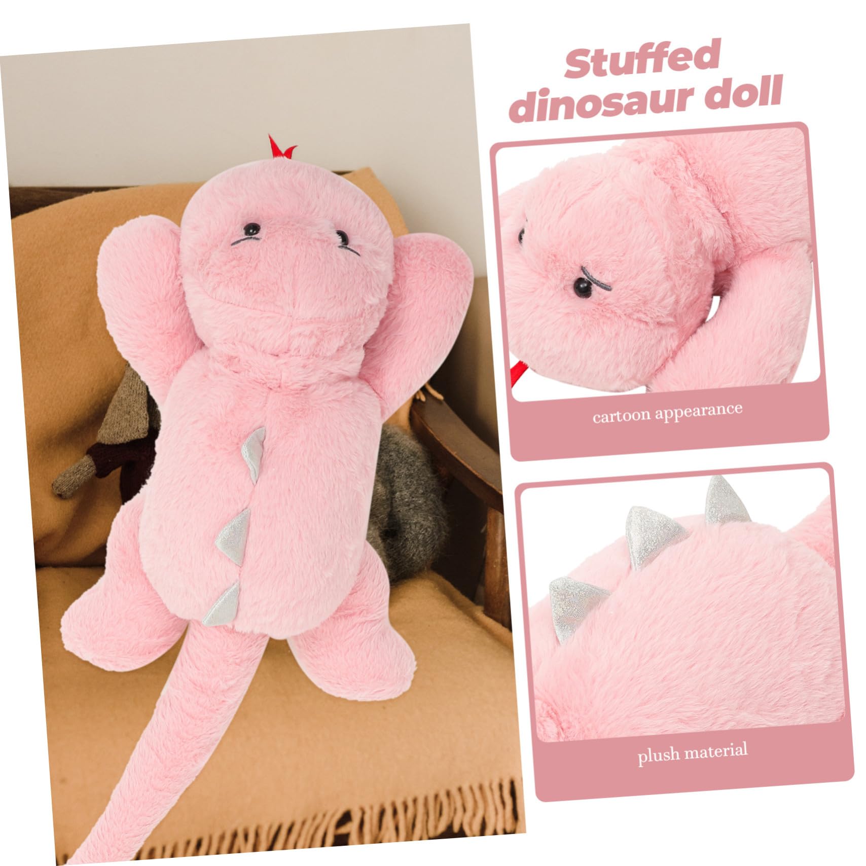 Dinosaurio de Peluche Rosa de Felpa y Algodón PP, Juguete