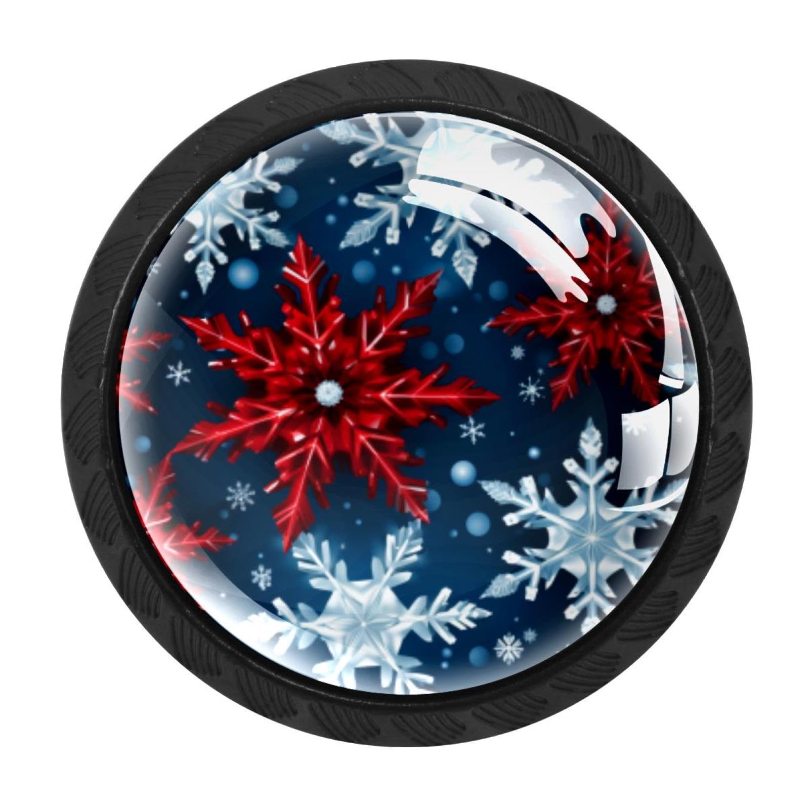 CHENZZZZ 4 Pieces Christmas Snow Kitchen Cabinet Knobs Drawer Knobs Dresser Knobs Black Knobs Drawer Pulls Dresser Drawer Handles Knobs for Dresser Drawers