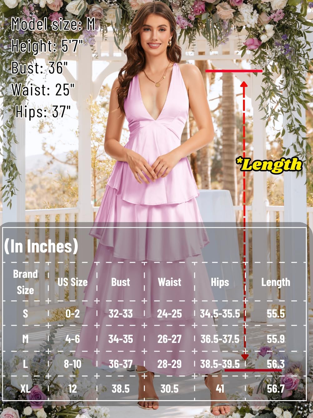 Ruffle Tiered Maxi Dress,Deep V Backless Satin Formal Dresses Women,Homecoming Cocktail Wedding Guest Outfits - Image 7