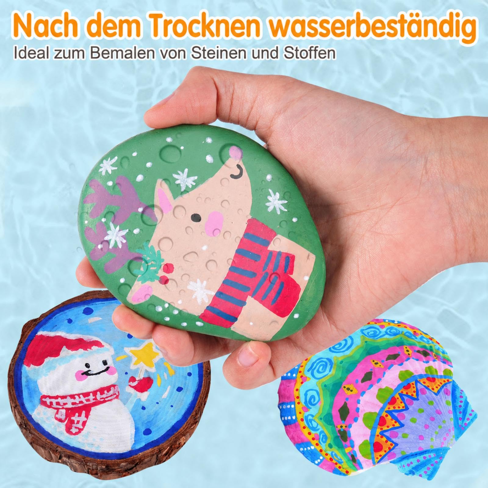 Efimeso 120 Farben Acrylstifte für Steine Wasserfest,Pinselmalstifte auf Wasserbasis Acrylic Paint Marker Acrylmalstifte für Holz, Leinwand, Holz, Stein, Keramik, Glas, Stoff