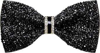 DiBanGu Sparkle Rhinestone Bow Ties for Men Pre-Tied Diamond Sequin Bowtie with Adjustable Length Wedding Party