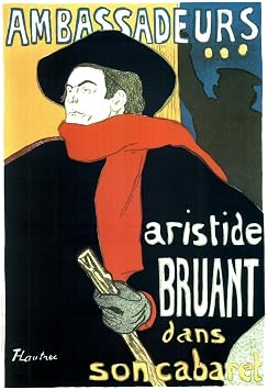 Henri de Toulouse Lautrec Aristide Bruant in His Cabaret at the Ambassadeurs Vintage Cool Wall Art Print Poster 24x36