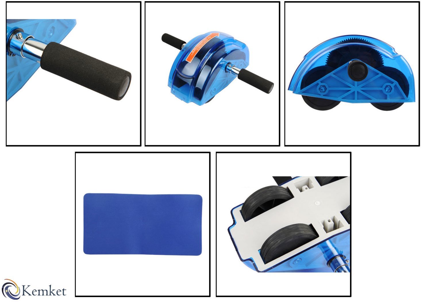 Bauch-übungs-Rollenrad, Gleiter-Rollenrad, Bauchmuskeln Rad Taille Gewichtsreduzierung, Bauchmuskelroller mit extra dicker Knieschoner-Matte und Komfortgriffen. Zum Stärken, Dehnen und Formen der Bauchmuskeln, Arme, Rücken und Schultern. Zugseil Bauchmusk