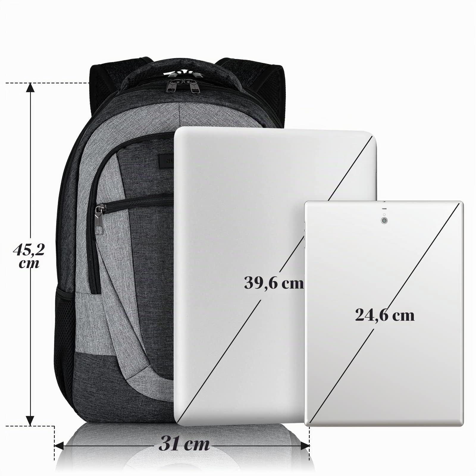 BIKROD zaino da uomo e donna, per scuola e ragazzi, impermeabile, borsa per computer 15,6 pollici, porta USB, lavoro, viaggi, escursioni