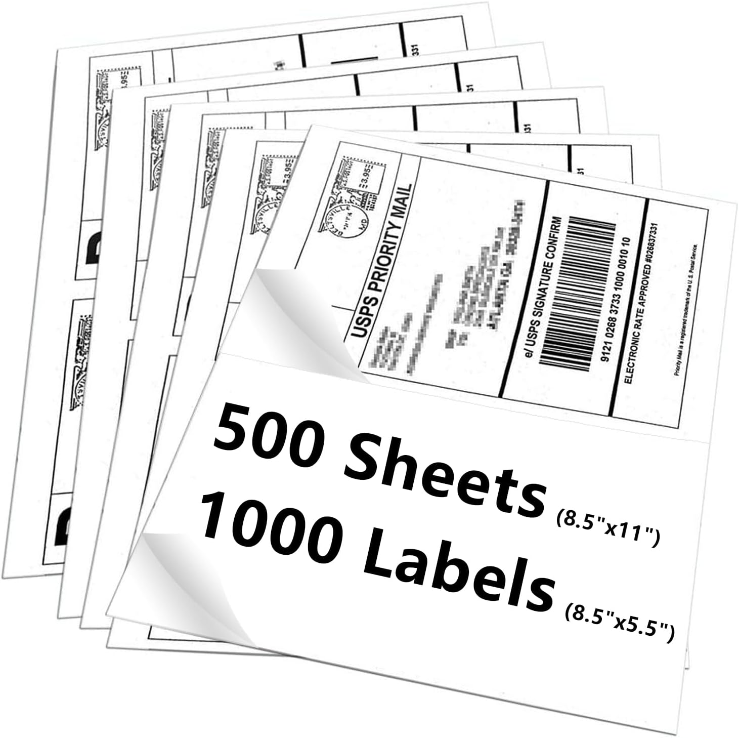 9527 Product Half Sheet Self Adhesive Shipping Labels for Laser & Inkjet Printers White Blank,2 Labels per Sheet (300 Lables)