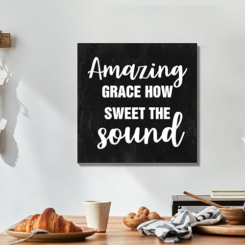 Miniatura 5 de Canvas Prints Amazing Grace How Sweet The Sound Retro Painting On Canvas Artwork Prints Ready to Hang Motivational Quote Art Wall Decor for Living